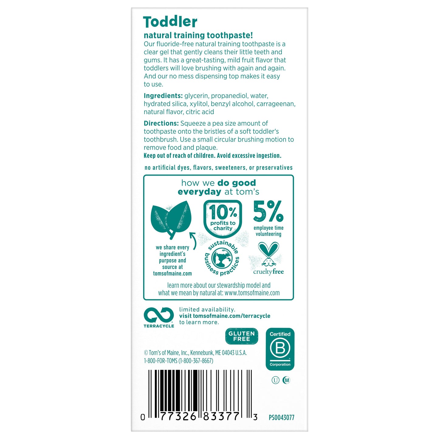 Tom's of Maine Toddler Fluoride - Free Training Toothpaste