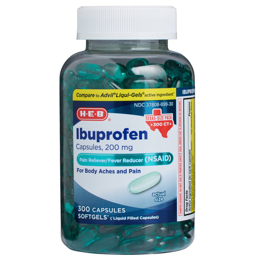 H-E-B Ibuprofen Pain Relief & Fever Reducer 200 mg Softgels