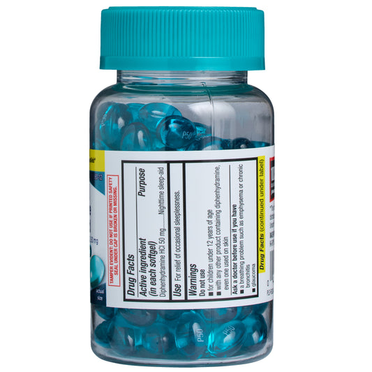 H-E-B Diphenhydramine Nighttime Sleep-Aid Softgels – 50 mg