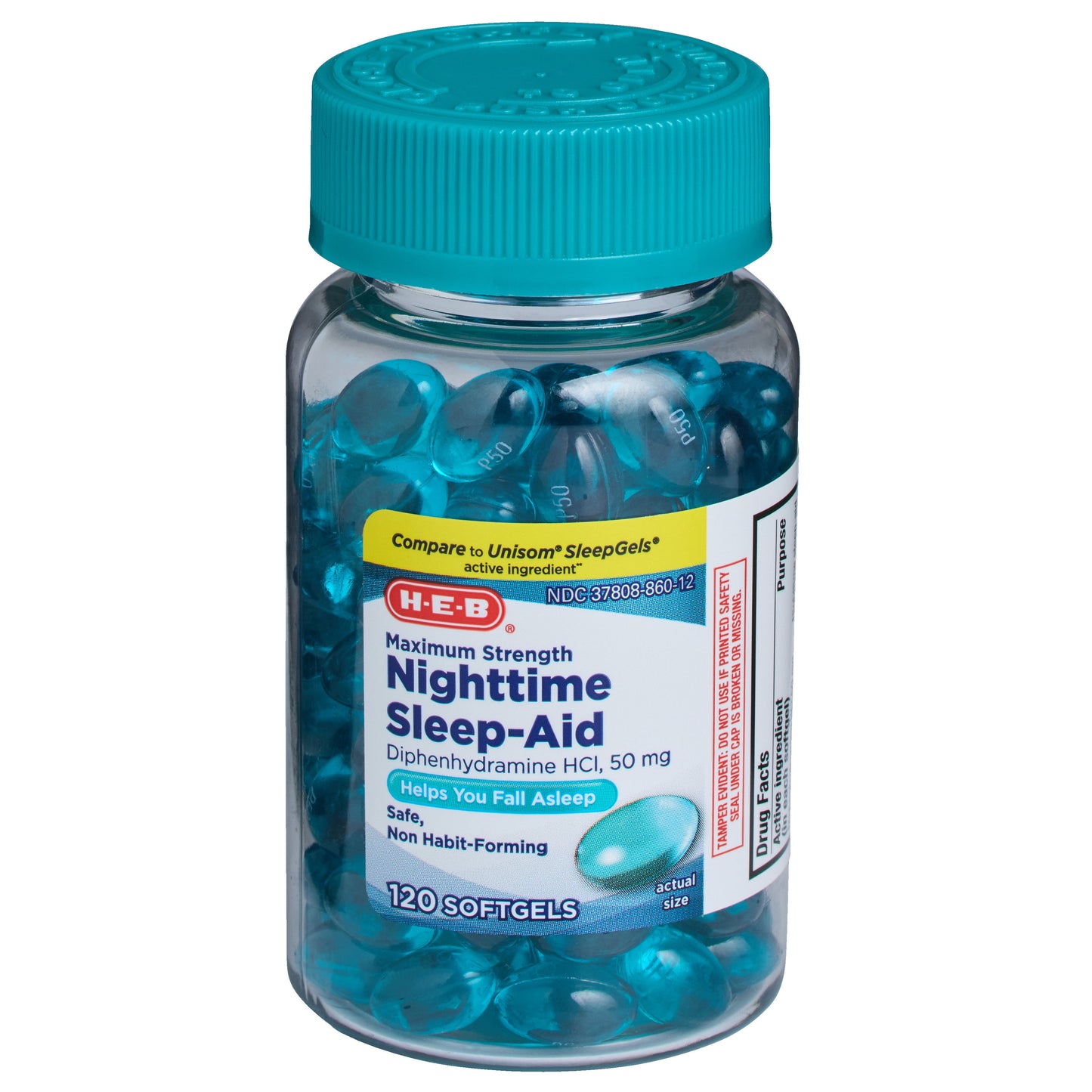 H-E-B Diphenhydramine Nighttime Sleep-Aid Softgels – 50 mg