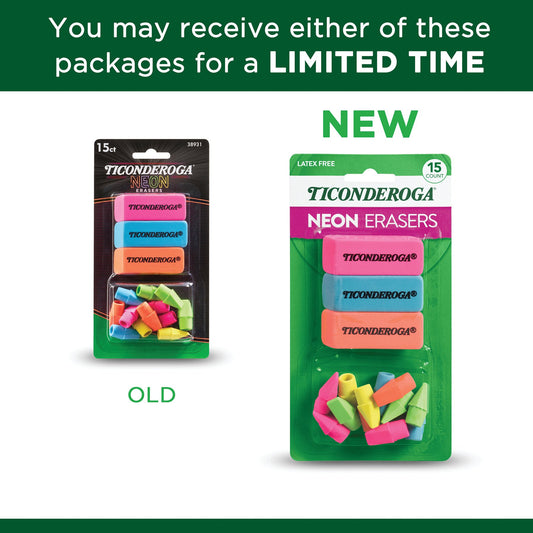 Ticonderoga Assorted Neon Erasers