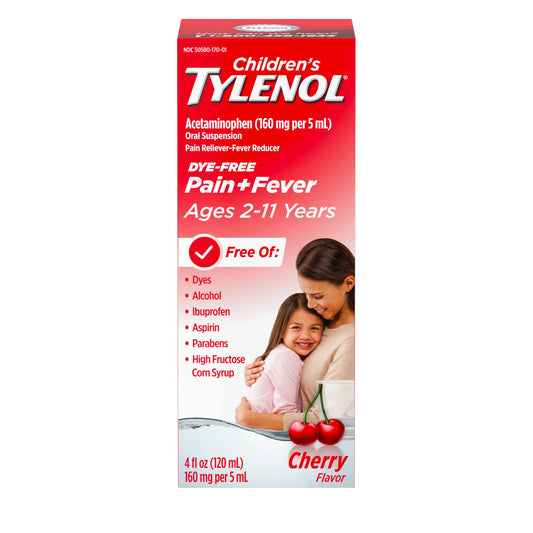 Tylenol Children's Pain + Fever Dye-Free Medicine - Cherry