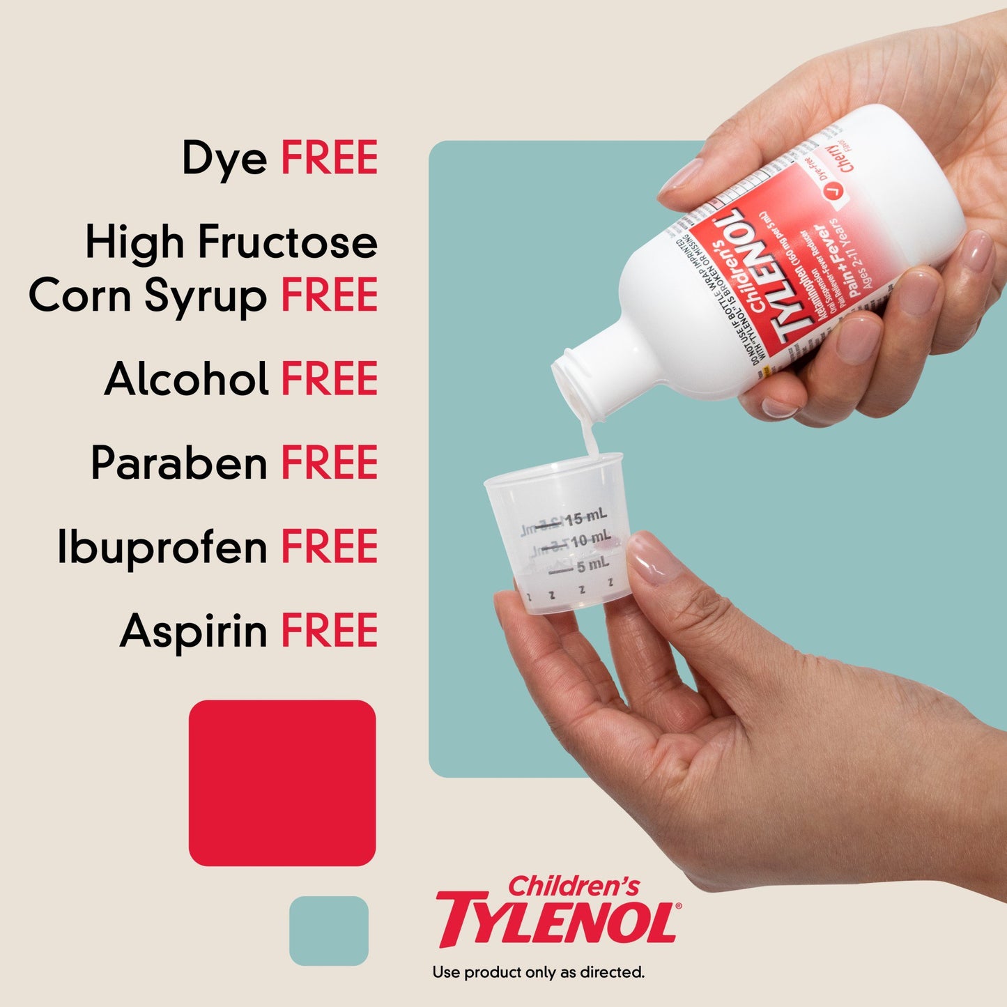 Tylenol Children's Pain + Fever Dye-Free Medicine - Cherry
