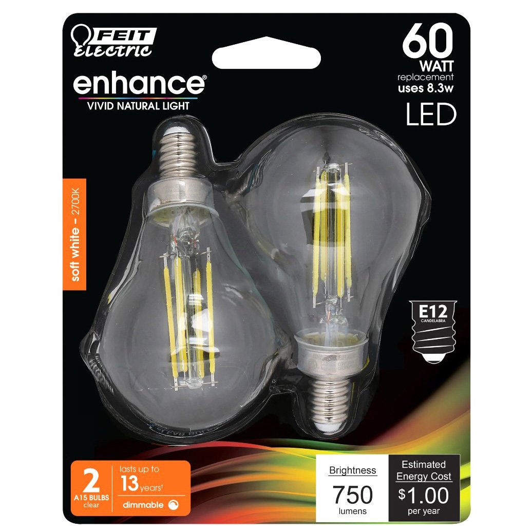 Feit Electric A15 60-Watt Dimmable LED Light Bulbs - Soft White