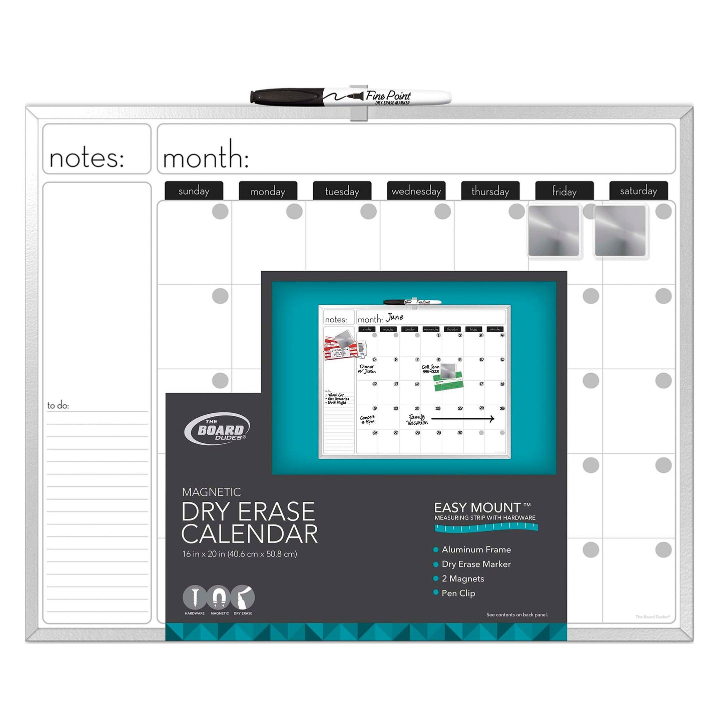 The Board Dudes Magnetic Dry Erase Calendar