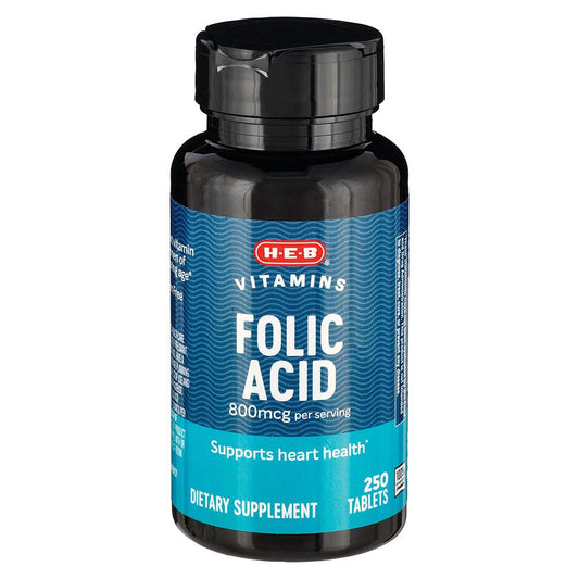 H-E-B Vitamins Folic Acid 800 mcg Tablets