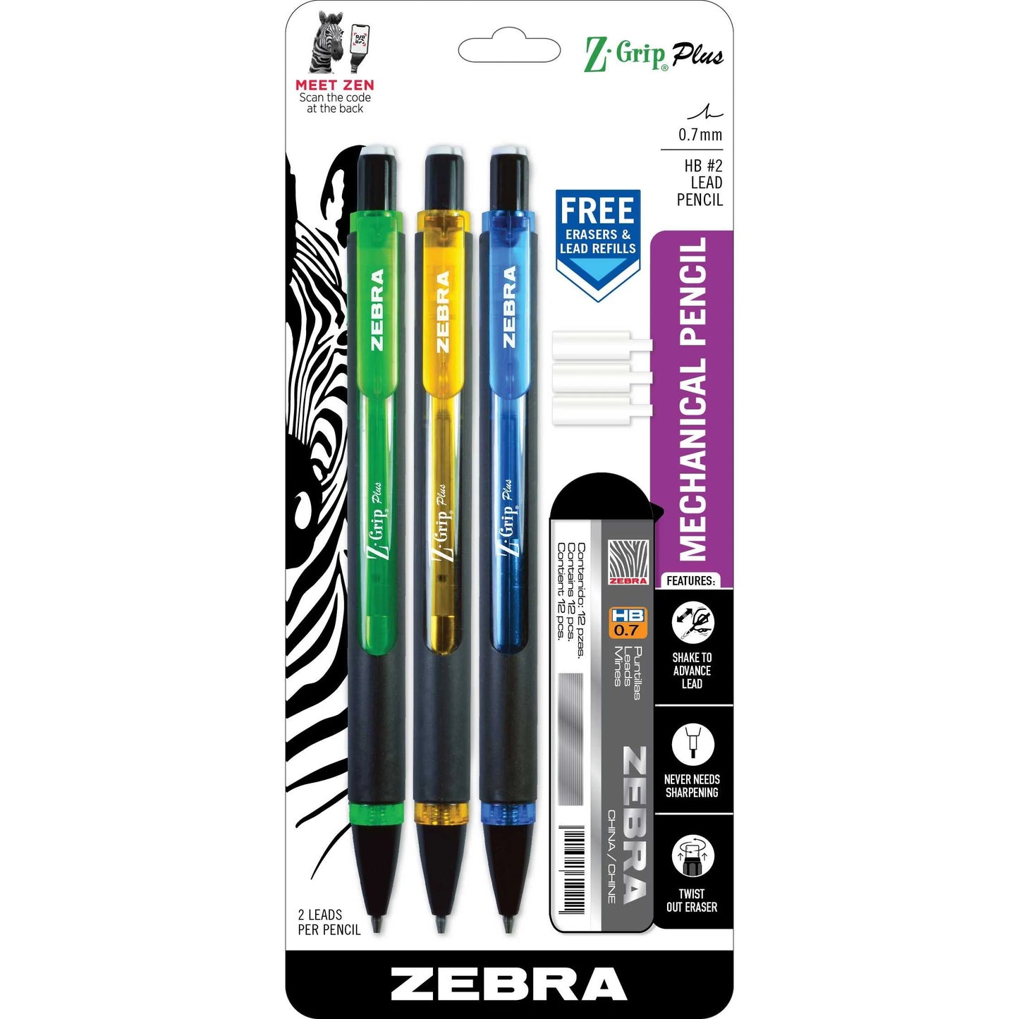 Zebra Z-Grip Plus 0.7mm Mechanical Pencils