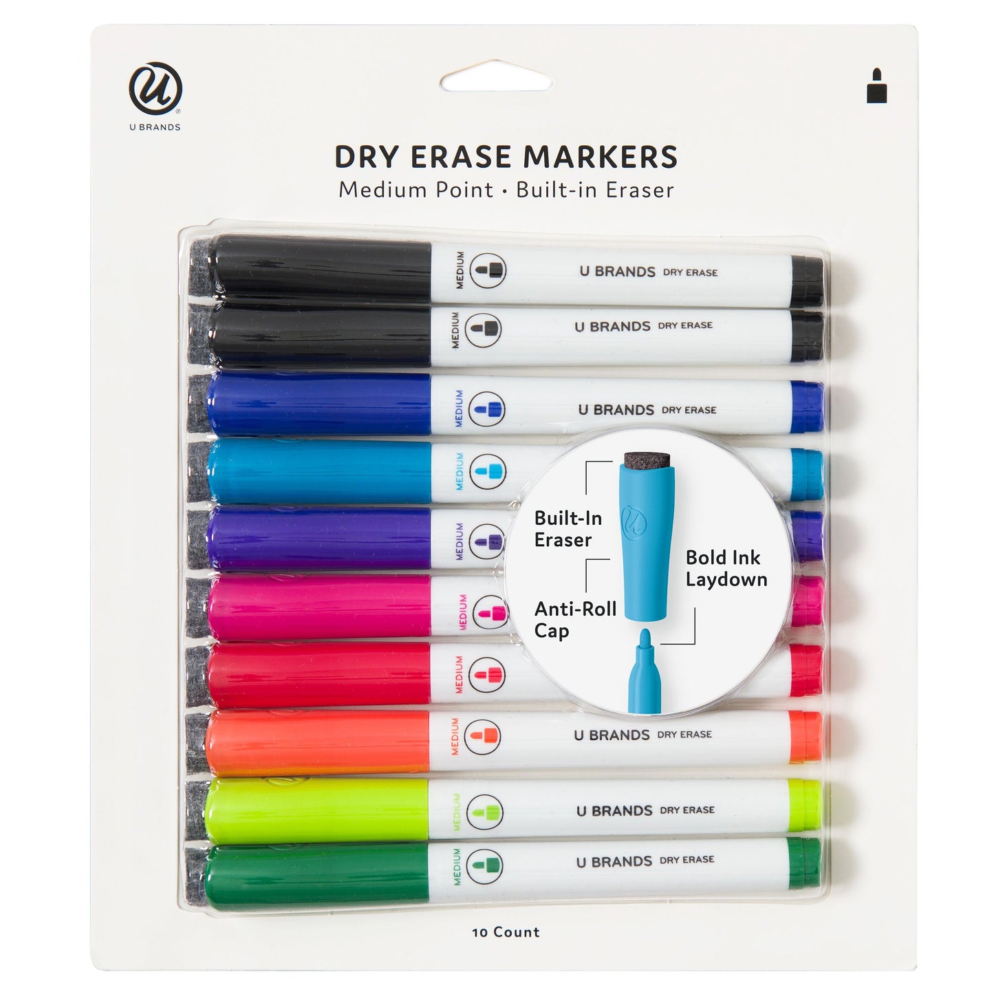 U Brands Medium Point Dry Erase Markers - Assorted Ink