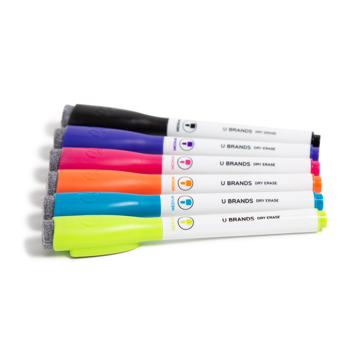 U Brands Medium Point Magnetic Dry Erase Markers with Built-In Erasers - Assorted Ink