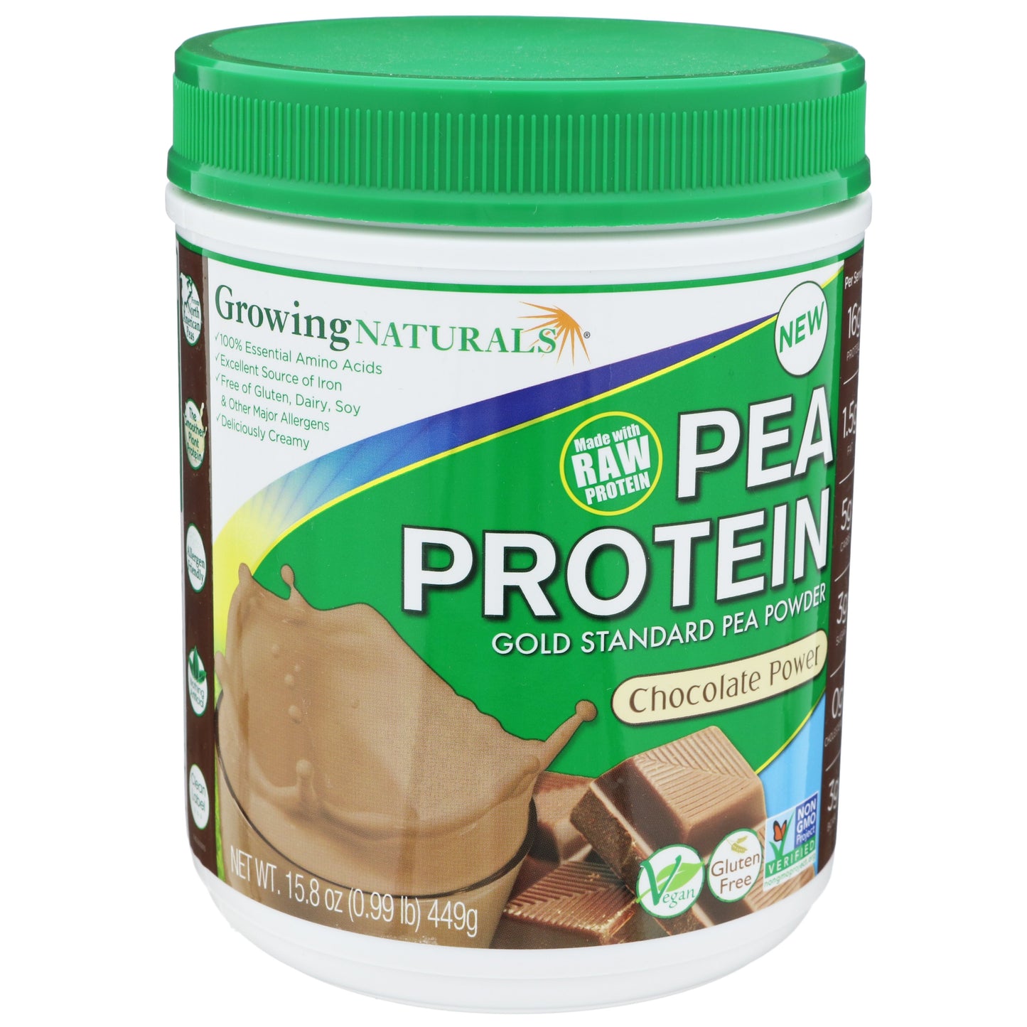 Growing Naturals 16g Pea Protein Powder - Chocolate Power