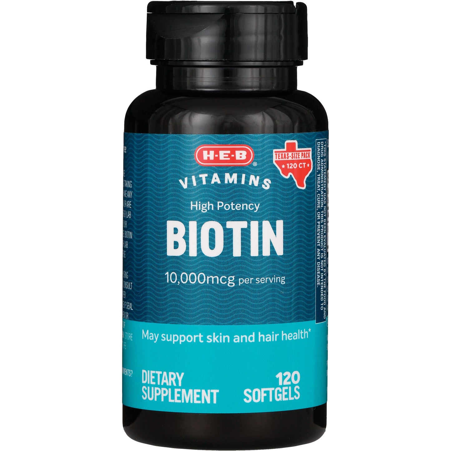H-E-B Vitamins Max Potency Biotin 10,000 mcg Softgels - Texas-Size Pack