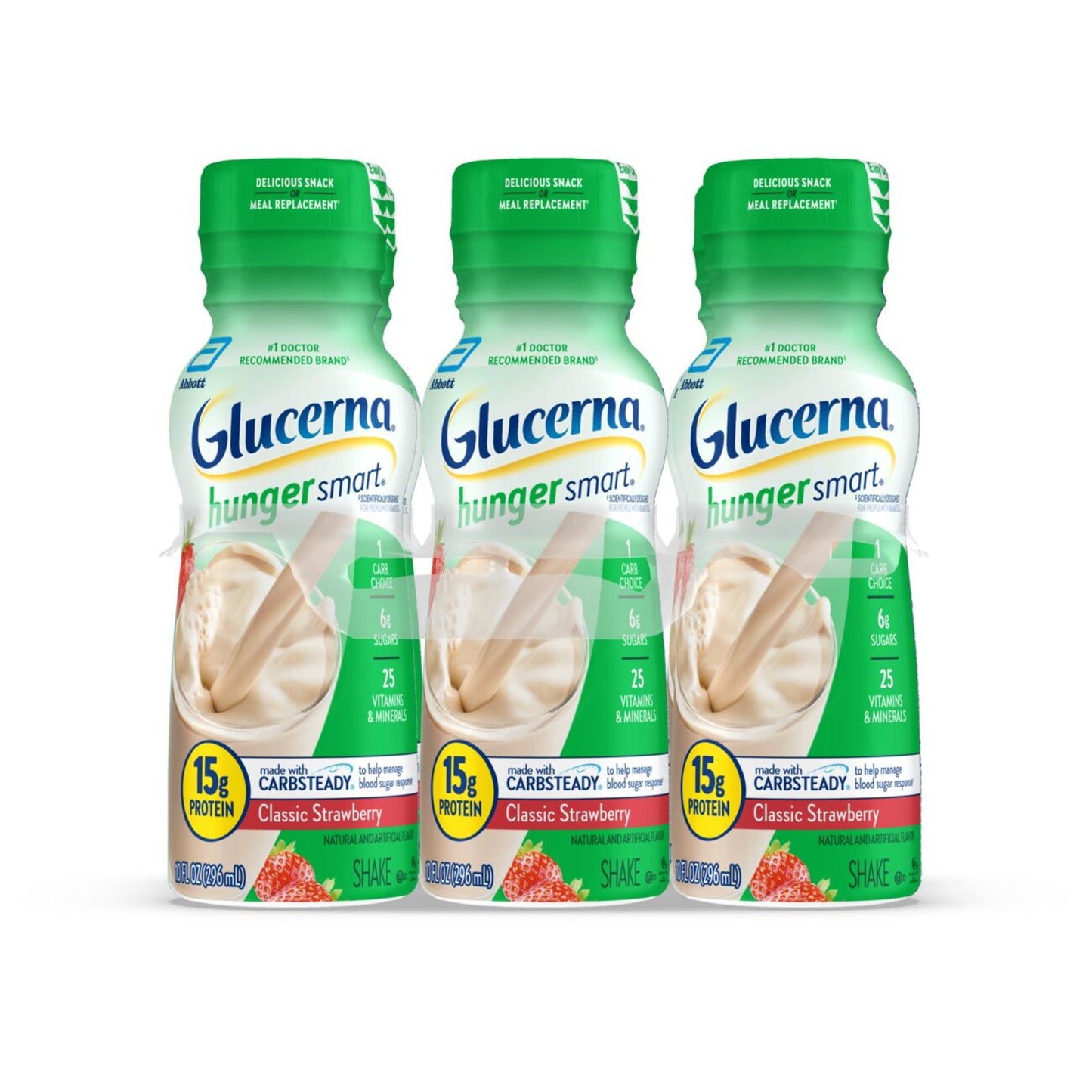 Glucerna Hunger Smart Shake, 15g Protein, Classic Strawberry, 10 fl oz Bottles