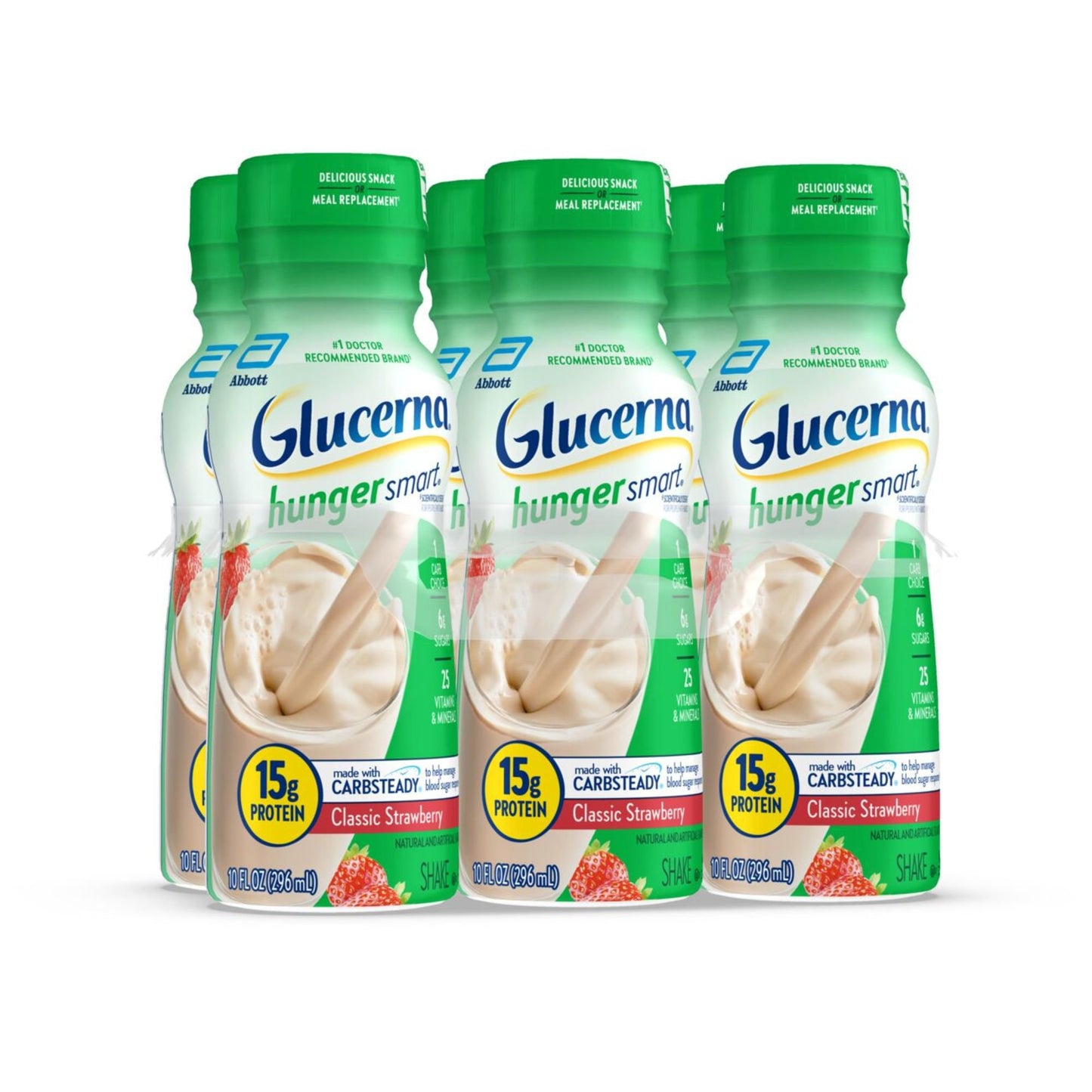 Glucerna Hunger Smart Shake, 15g Protein, Classic Strawberry, 10 fl oz Bottles