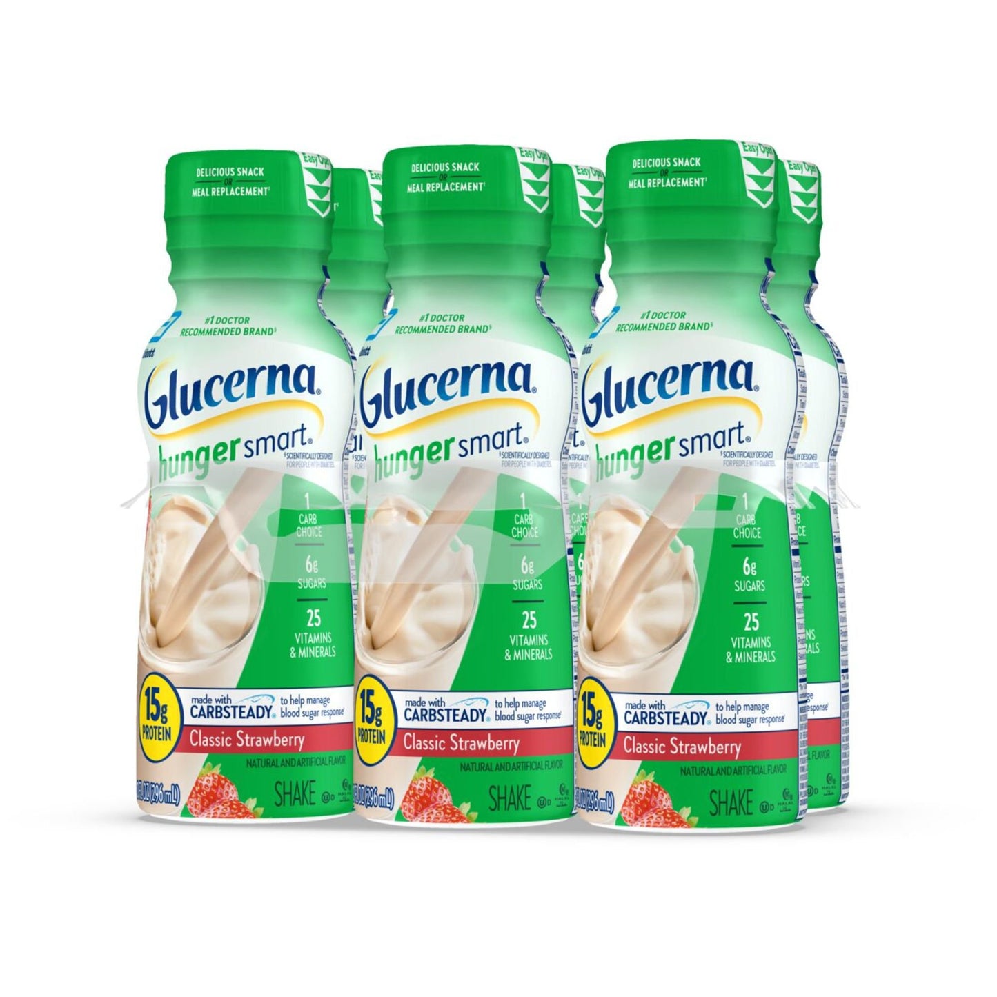 Glucerna Hunger Smart Shake, 15g Protein, Classic Strawberry, 10 fl oz Bottles