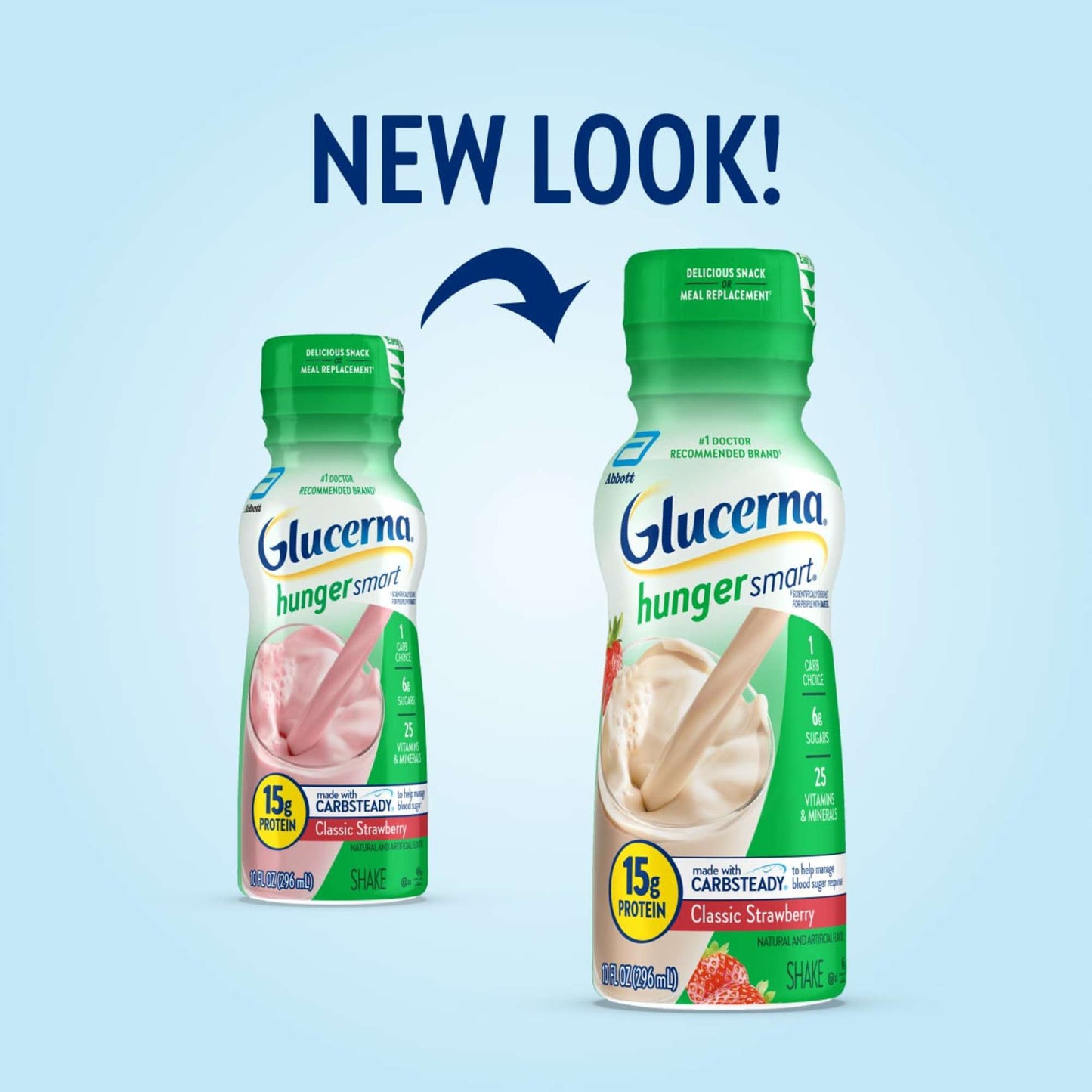 Glucerna Hunger Smart Shake, 15g Protein, Classic Strawberry, 10 fl oz Bottles