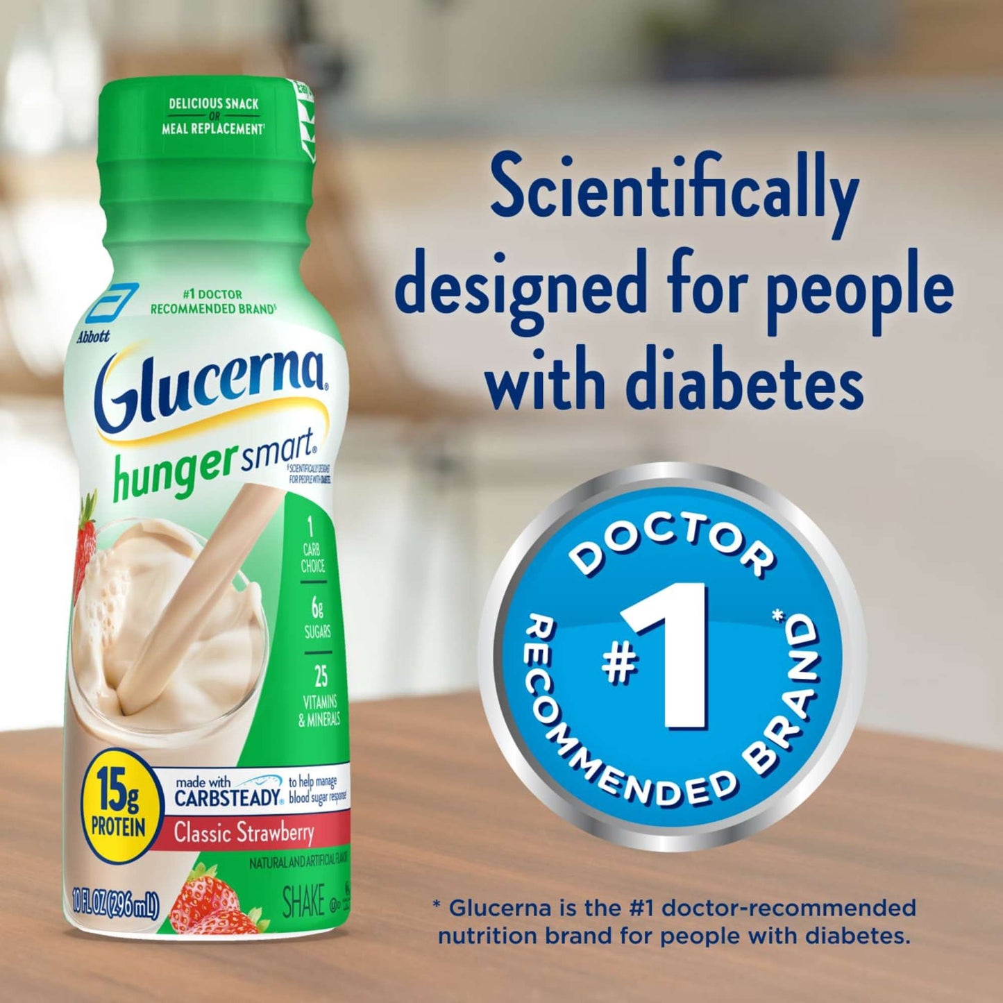Glucerna Hunger Smart Shake, 15g Protein, Classic Strawberry, 10 fl oz Bottles
