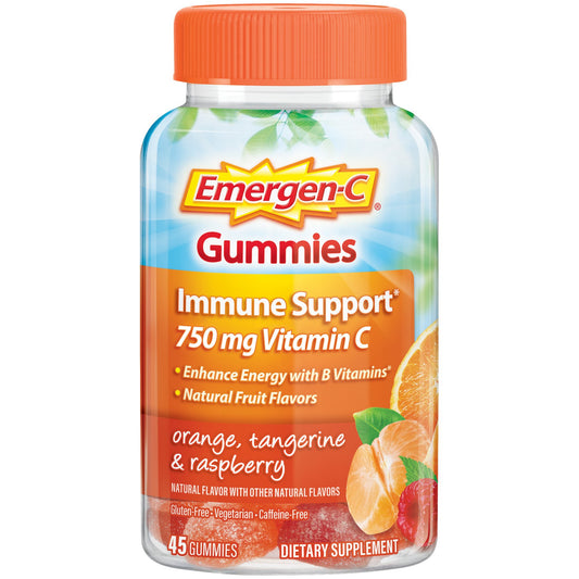 Emergen-C Gummies Vitamin C 750mg Immune Support (Orange, Tangerine and Raspberry Flavors), With B Vitamins, Gluten Free