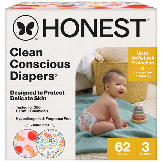 The Honest Company Clean Conscious Diapers, Just Peachy + Flower Power - Size 3