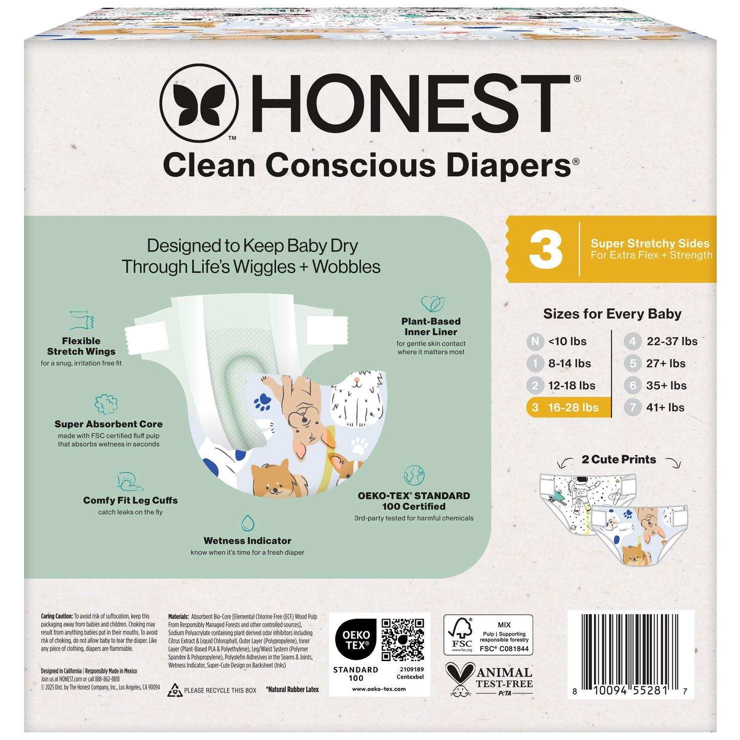 The Honest Company Clean Conscious Diapers Club Box - Size 3, 2 Print Pack