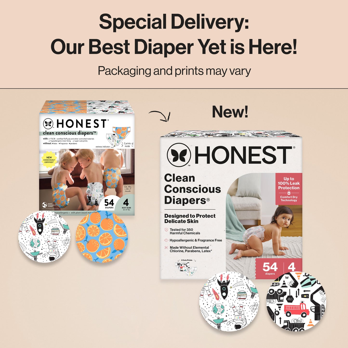 The Honest Company Clean Conscious Diapers Club Box - Size 4, 2 Print Pack