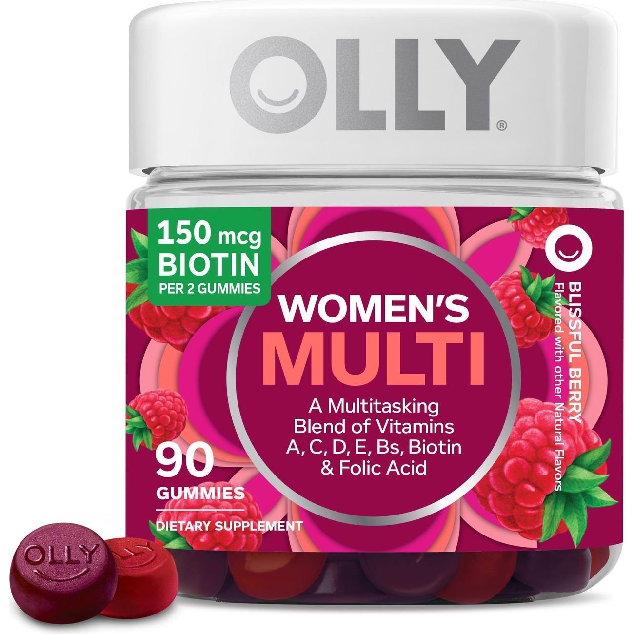 OLLY Women's Multivitamin, Folic Acid & 150 mcg Biotin Gummies - Berry