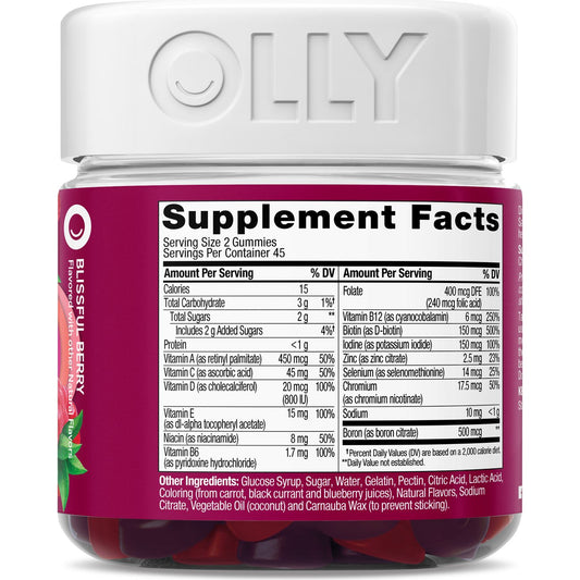 OLLY Women's Multivitamin, Folic Acid & 150 mcg Biotin Gummies - Berry