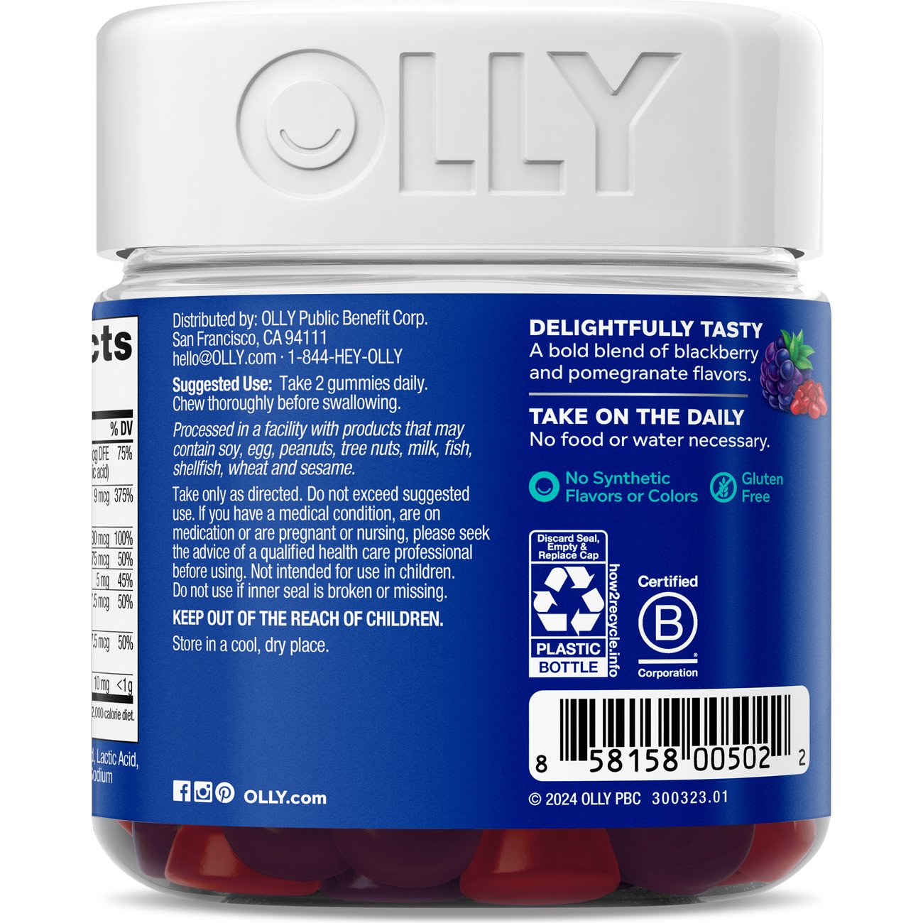 OLLY Men's Multivitamin Wellness Support Gummies - Blackberry
