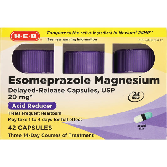 H-E-B Esomeprazole Magnesium Acid Reducer Capsules – 20 mg