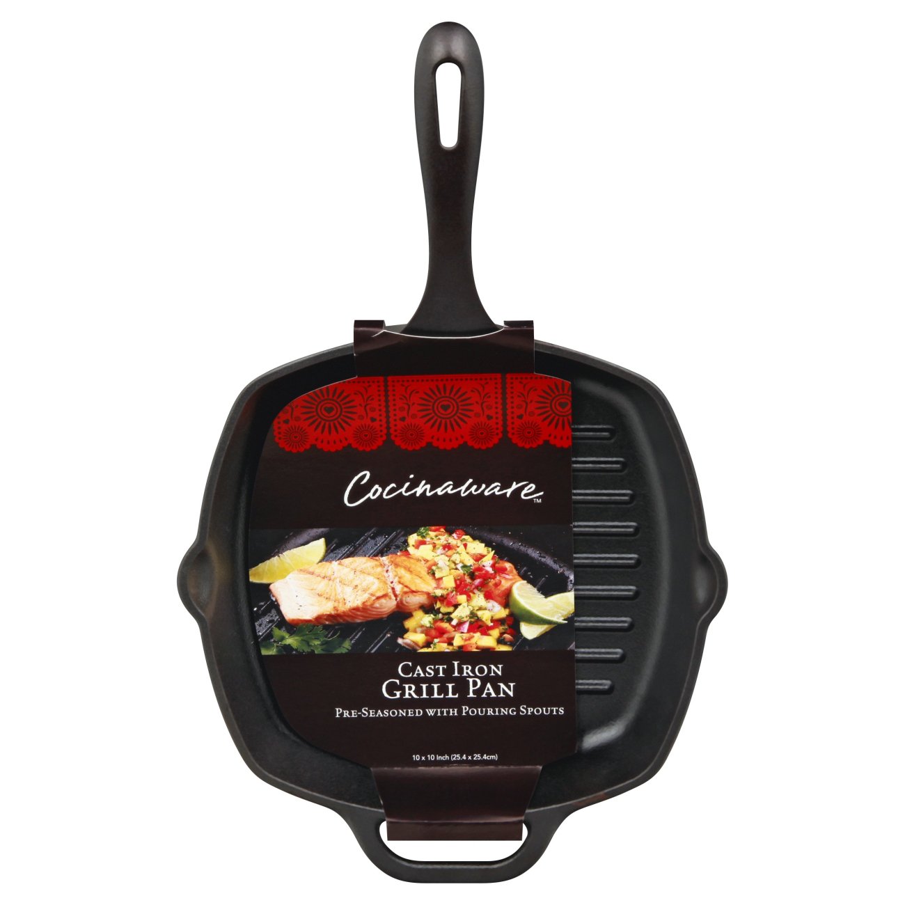 Cocinaware Pre-Seasoned Cast Iron Square Grill Pan