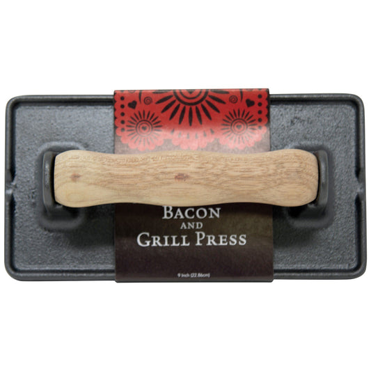 Cocinaware Pre-Seasoned Cast Iron Bacon & Grill Press