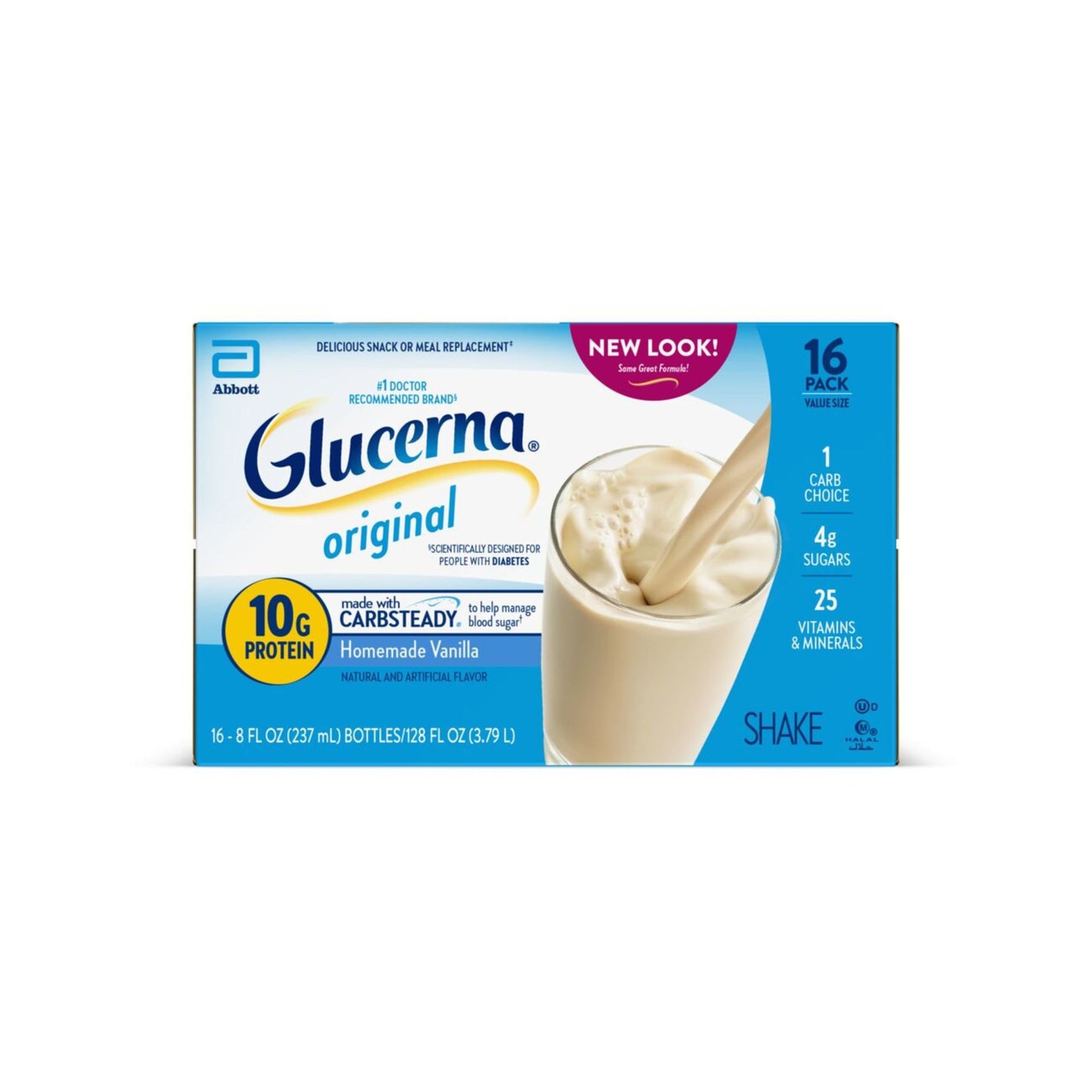 Glucerna 10g Protein Diabetes Nutritional Shake - Homemade Vanilla, 8 fl oz Bottles