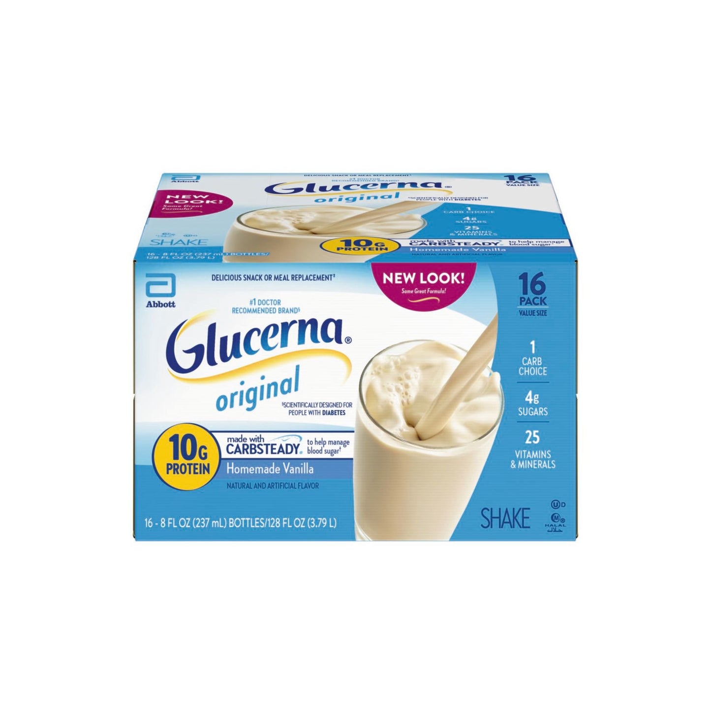 Glucerna 10g Protein Diabetes Nutritional Shake - Homemade Vanilla, 8 fl oz Bottles