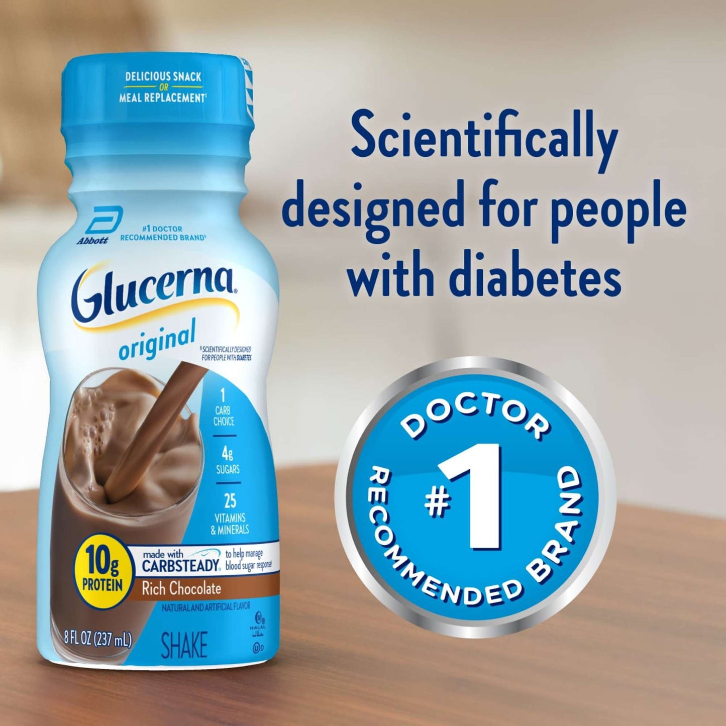 Glucerna 10g Protein Diabetes Nutritional Shake - Rich Chocolate, 8 fl oz Bottles