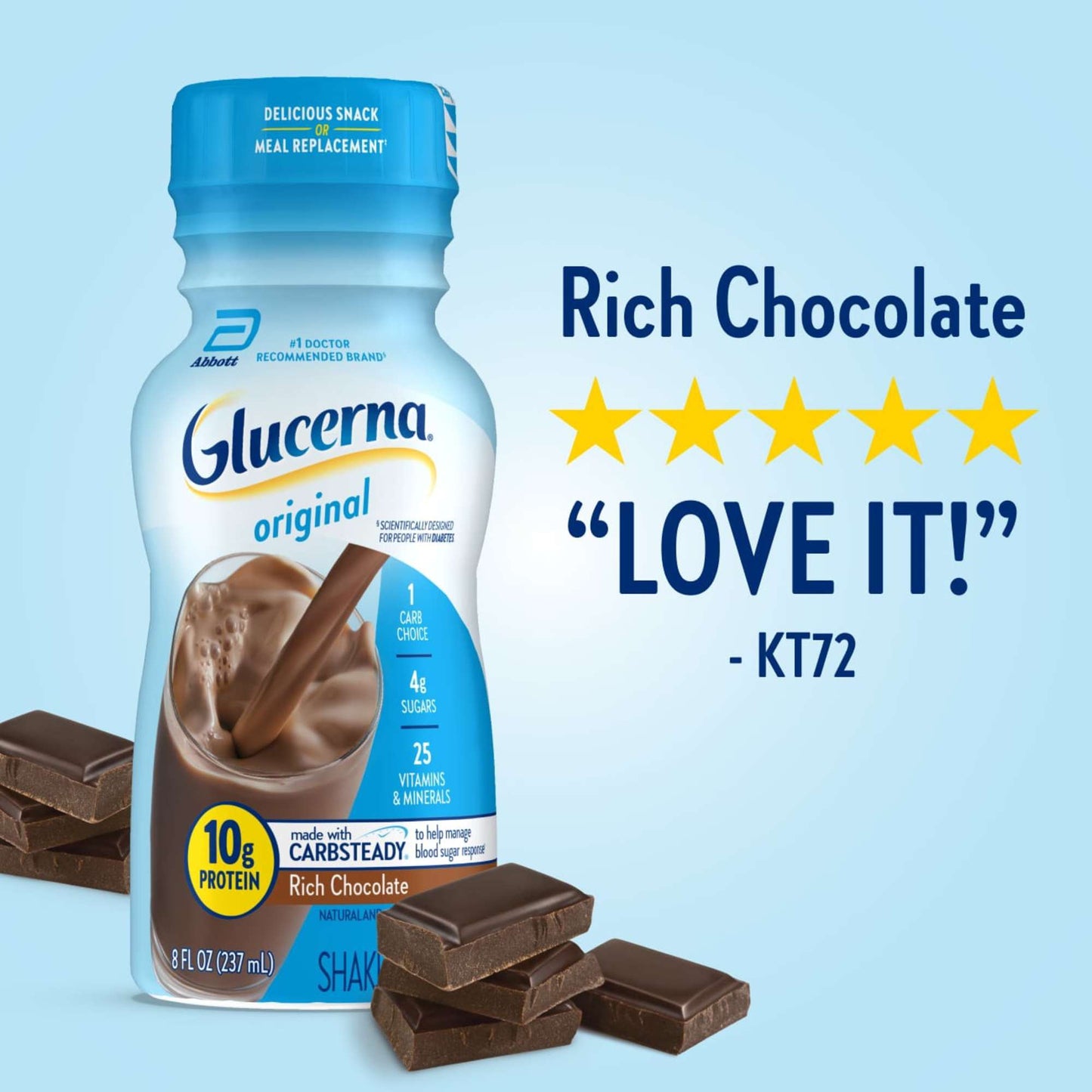 Glucerna 10g Protein Diabetes Nutritional Shake - Rich Chocolate, 8 fl oz Bottles