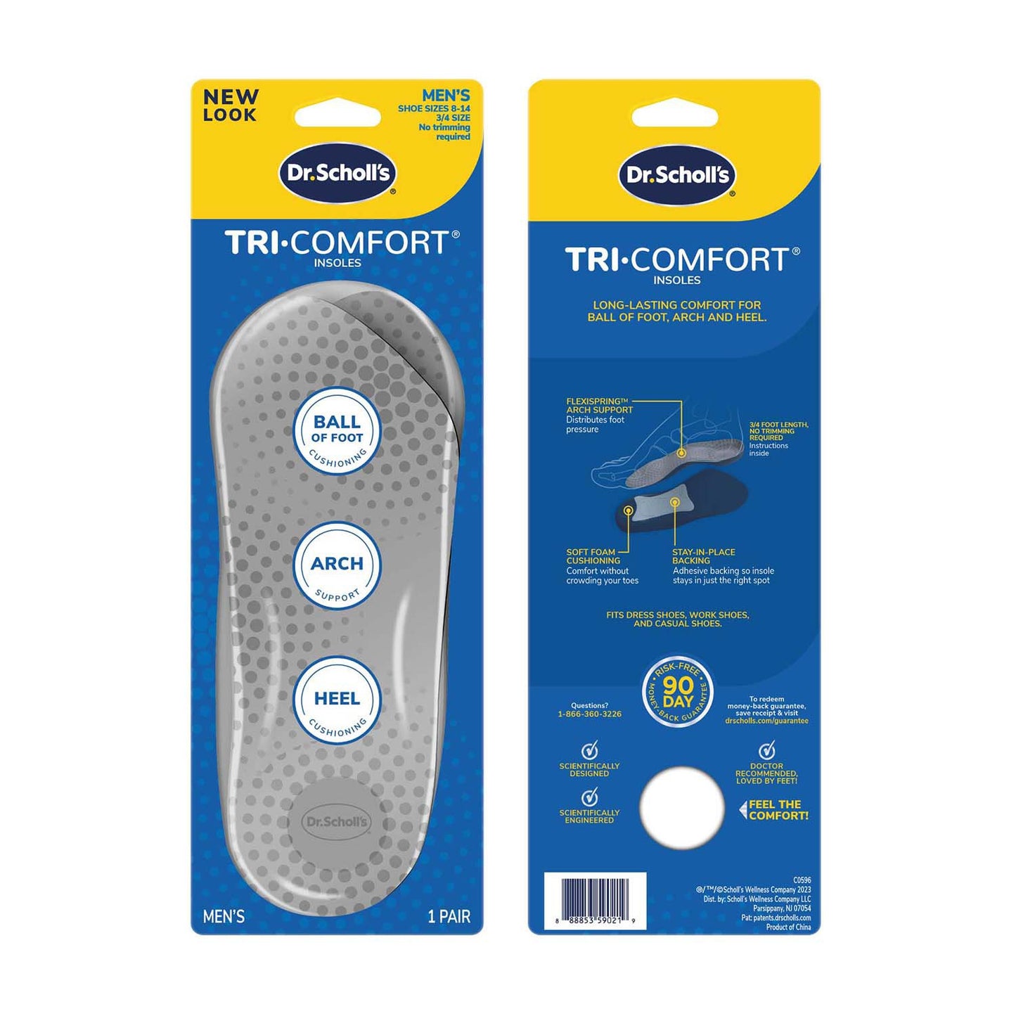 Dr. Scholl's Comfort Tri-Comfort Insoles, Men's Size 8-12