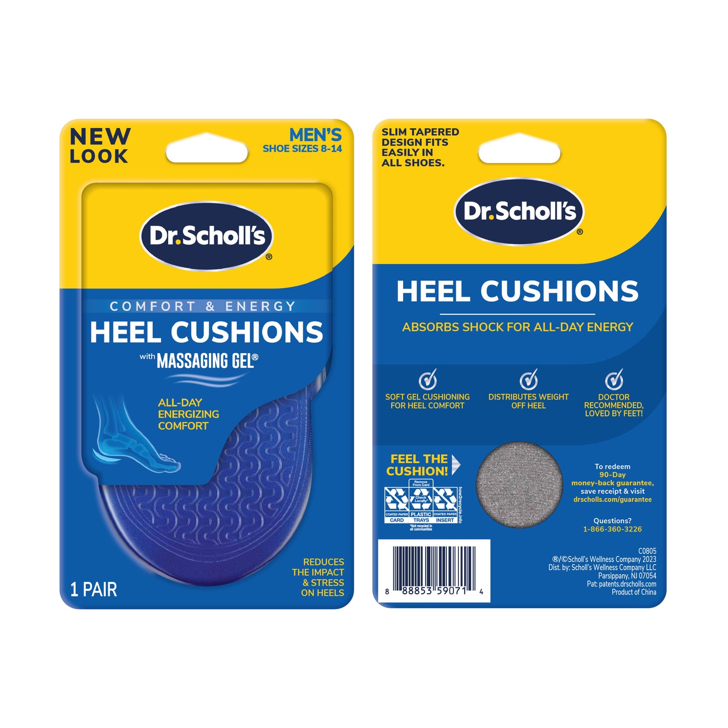 Dr. Scholl's Massaging Gel Heel Cushions Men's Size 8-13
