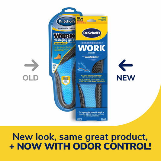 Dr. Scholl's Work All-Day Superior Comfort Insoles with Massaging Gel - Men's Trim to Fit