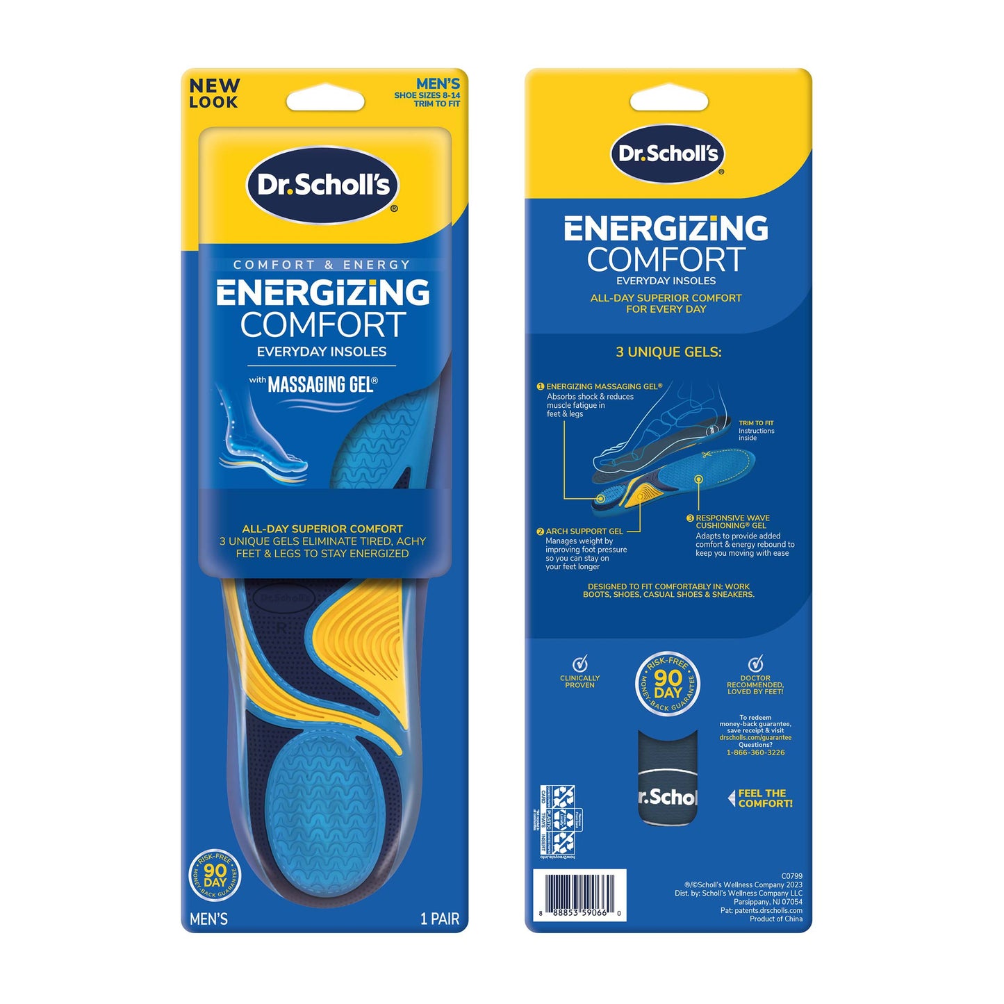 Dr. Scholl's Comfort and Energy Massaging Gel Insoles, Men's Size 8-14
