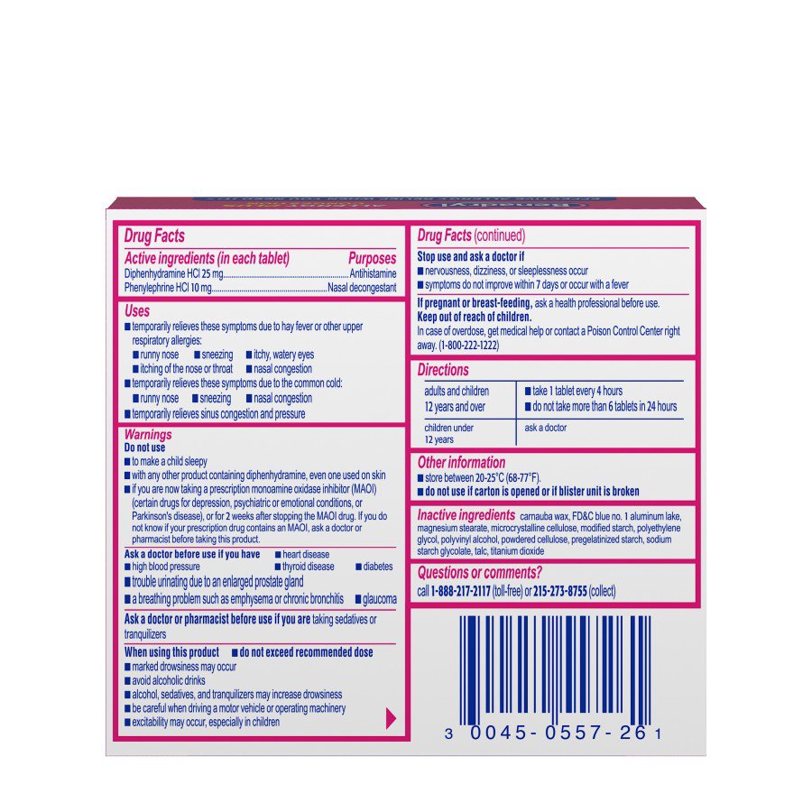 Benadryl Antihistamine Allergy & Sinus Congestion Relief Tablets