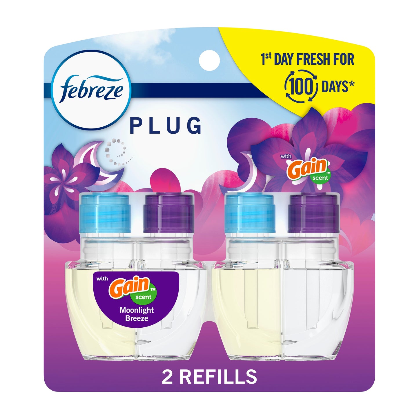 Febreze Plug In Air Freshener, Odor-Fighting Scented Oil Refill, Gain Moonlight Breeze