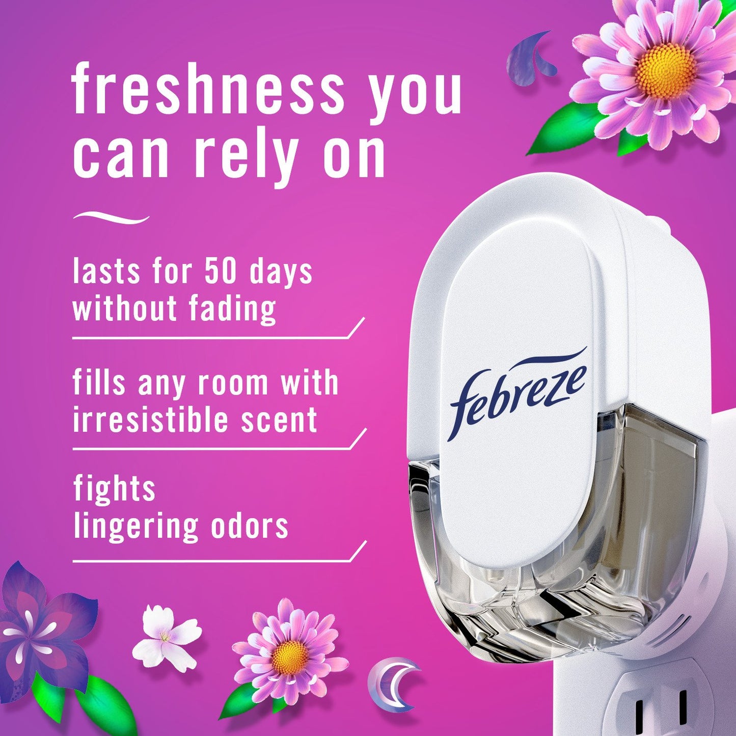 Febreze Plug In Air Freshener, Odor-Fighting Scented Oil Refill, Gain Moonlight Breeze