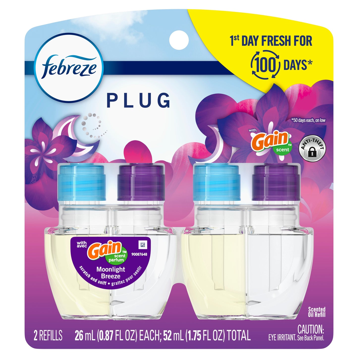 Febreze Plug In Air Freshener, Odor-Fighting Scented Oil Refill, Gain Moonlight Breeze