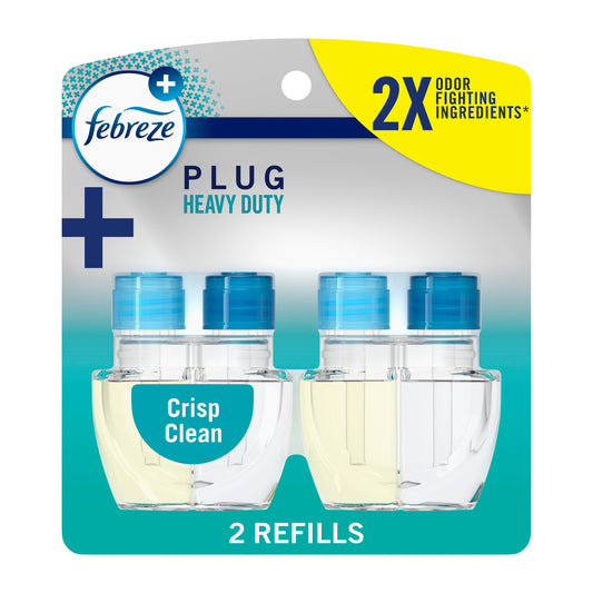 Febreze Plug In Air Freshener, Odor-Fighting Scented Oil Refill, Heavy Duty Crisp Clean
