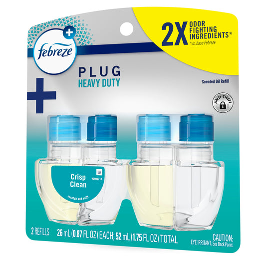 Febreze Plug In Air Freshener, Odor-Fighting Scented Oil Refill, Heavy Duty Crisp Clean