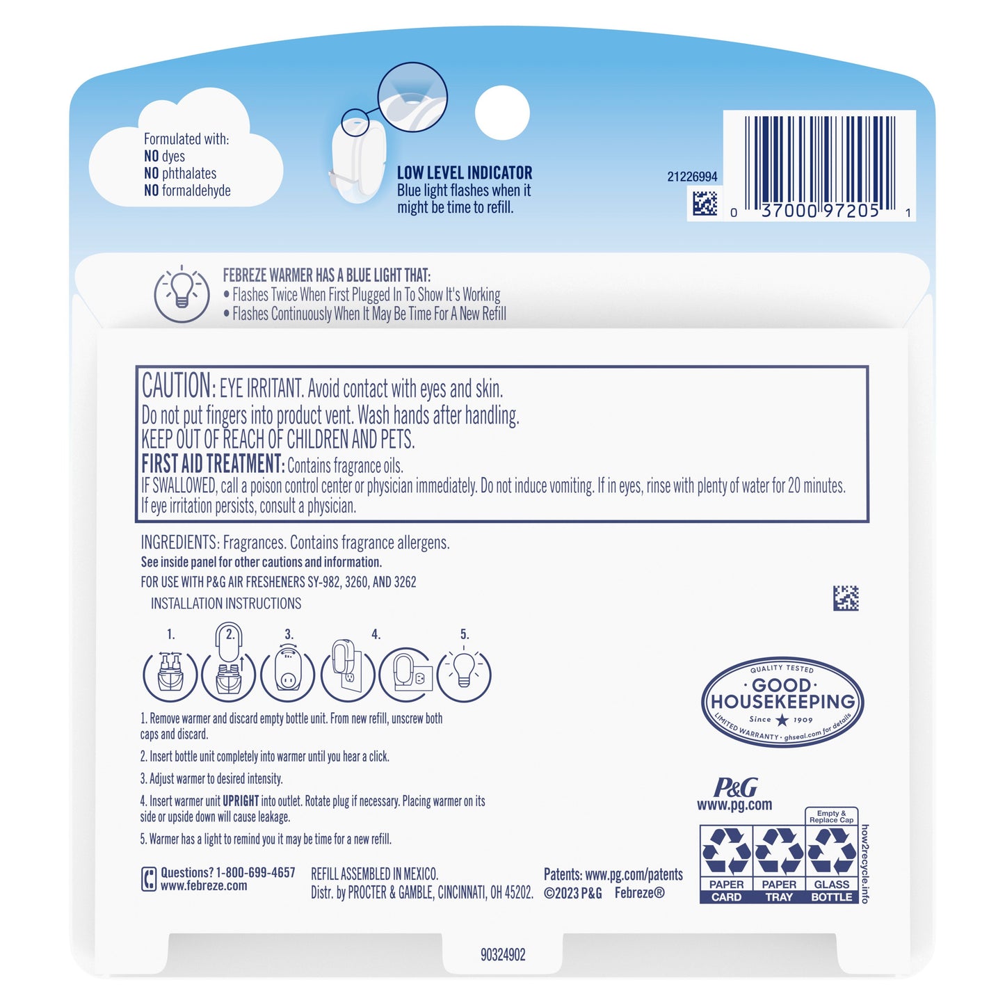 Febreze Plug In Air Freshener, Odor-Fighting Scented Oil Refill, Heavy Duty Crisp Clean