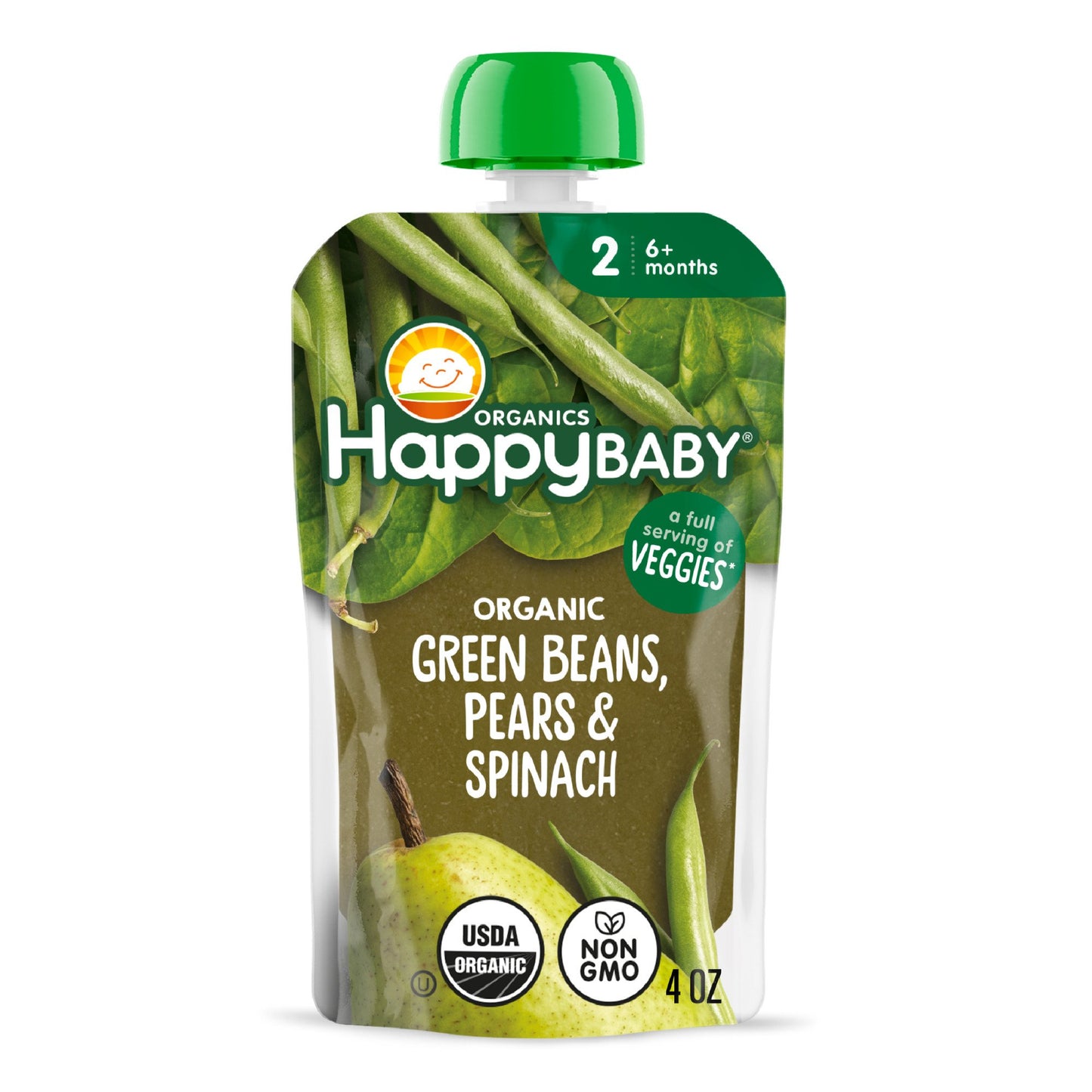 Happy Baby Organics Stage 2 Pouch - Green Beans Spinach & Pears