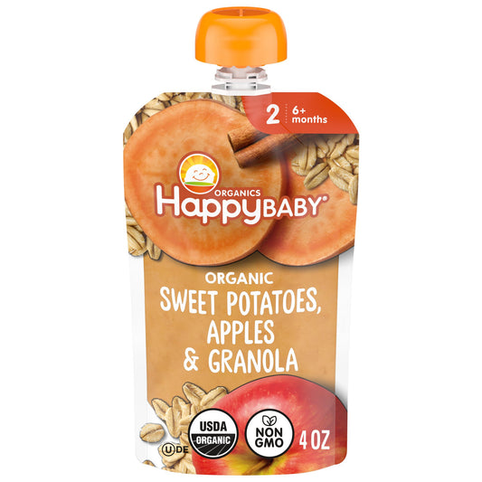 Happy Baby Organics Stage 2 Pouch - Apples Sweet Potatoes & Granola
