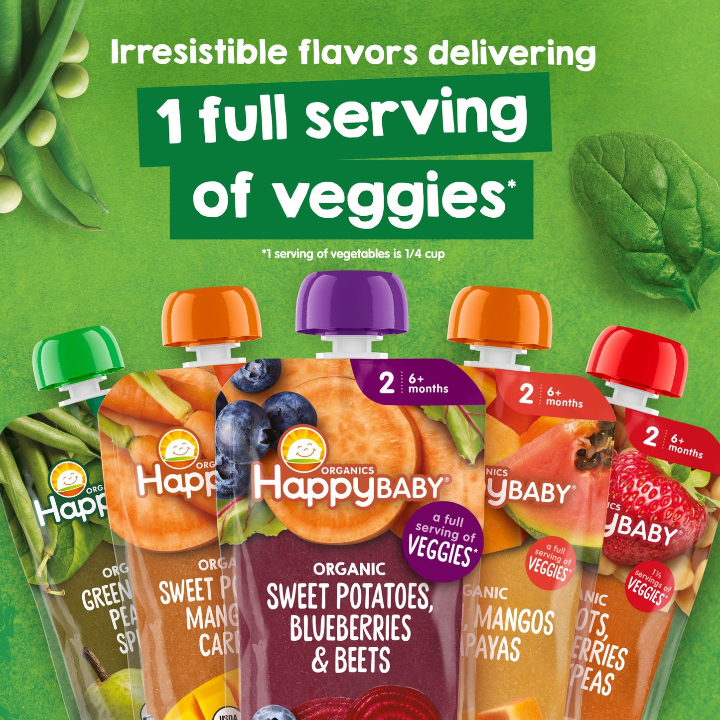 Happy Baby Organics Stage 2 Pouch - Bananas Plums & Granola