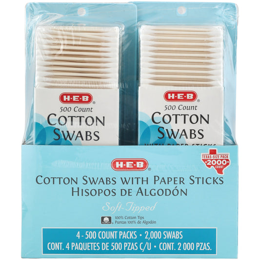 H-E-B Paper Stick Cotton Swabs - Texas-Size Pack
