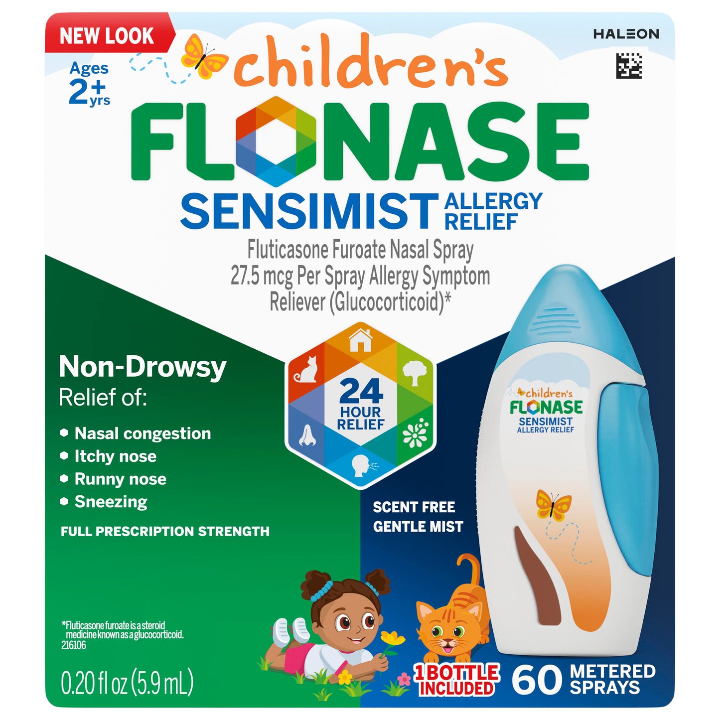 Flonase Children's Sensimist Allergy Relief Spray, 24 Hour Non-Drowsy Children's Allergy Medicine, Scent-Free, Alcohol-Free Fine Mist